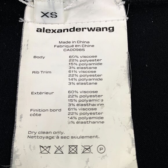 Alexander Wang Black Mock Neck Short Sleeve Ribbed Knit Top - Picture 8 of 8